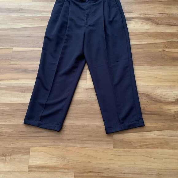 Chaps Pants Men's 36x30 Navy Pleated Classic Fit Cotton Trousers Cuffed Hem - Picture 3 of 8